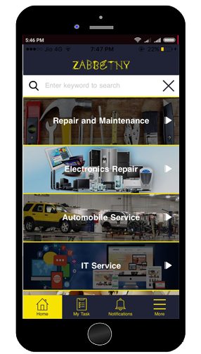 Ondeemand service android and iOS app- Zabbetny